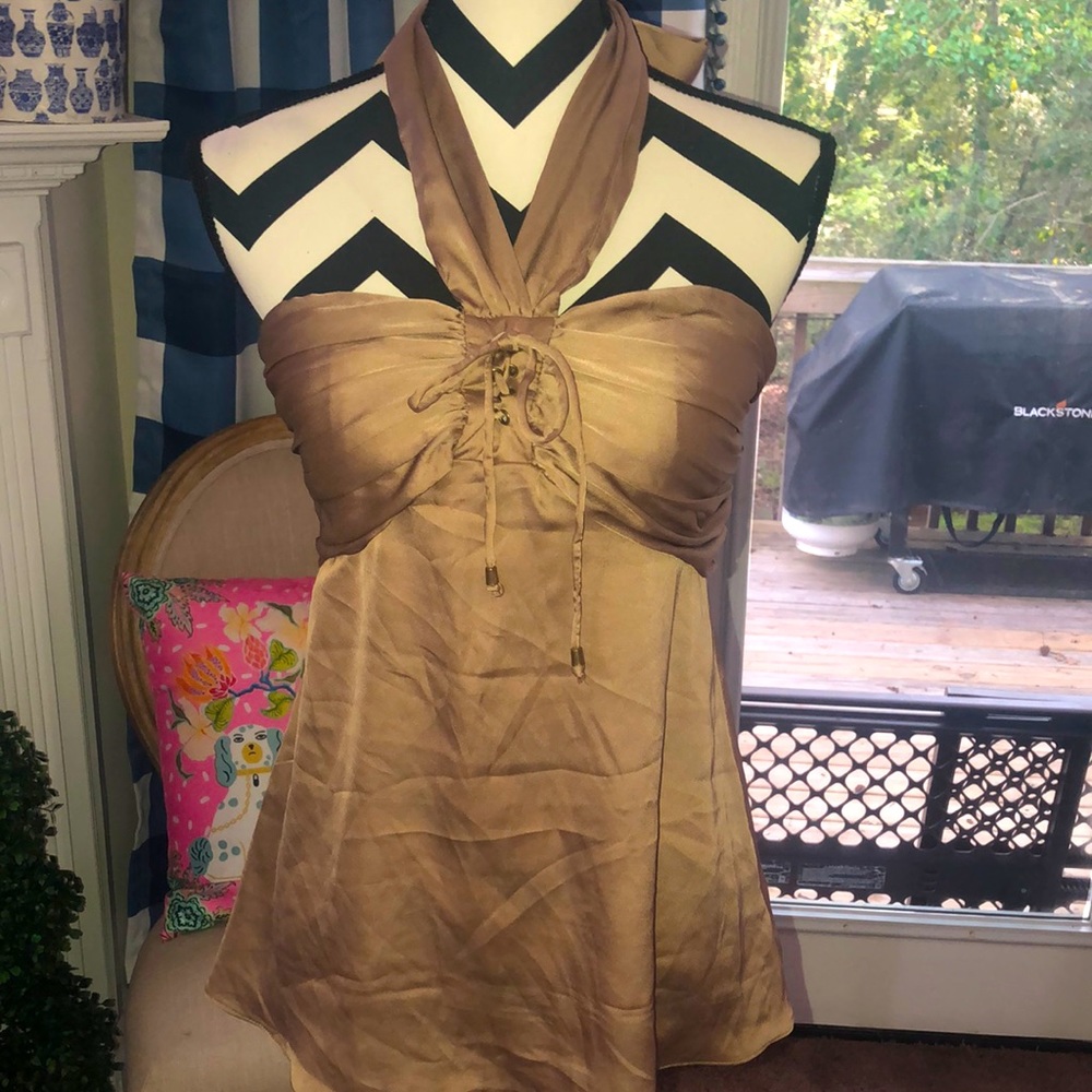 SzM Boutique Silk Like Halter Top Y2K